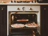 baked pizza in oven