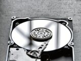 silver and black hard disk drive