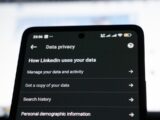 Linkedin data privacy settings on a smartphone screen
