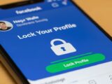 Facebook profile lock screen on a smartphone
