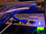 a close up of a network with wires connected to it