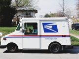 landscape photography of white box van