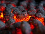 black and red fire in close up photography