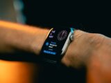 Close-up of a person wearing a smartwatch