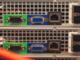 Detailed view of Ethernet and VGA ports on a server highlighting connectivity features.