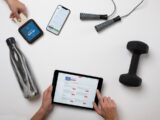Fitness equipment, smartphone, tablet, and payment terminal.